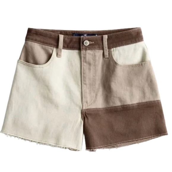 Hollister Pants - Hollister Color Block Tan and Brown Jean Shorts